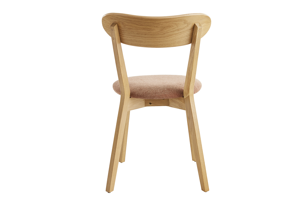 Chaises vintage en bois clair ch�ne et tissu effet velours terre br�l�e (lot de 2) DOVE