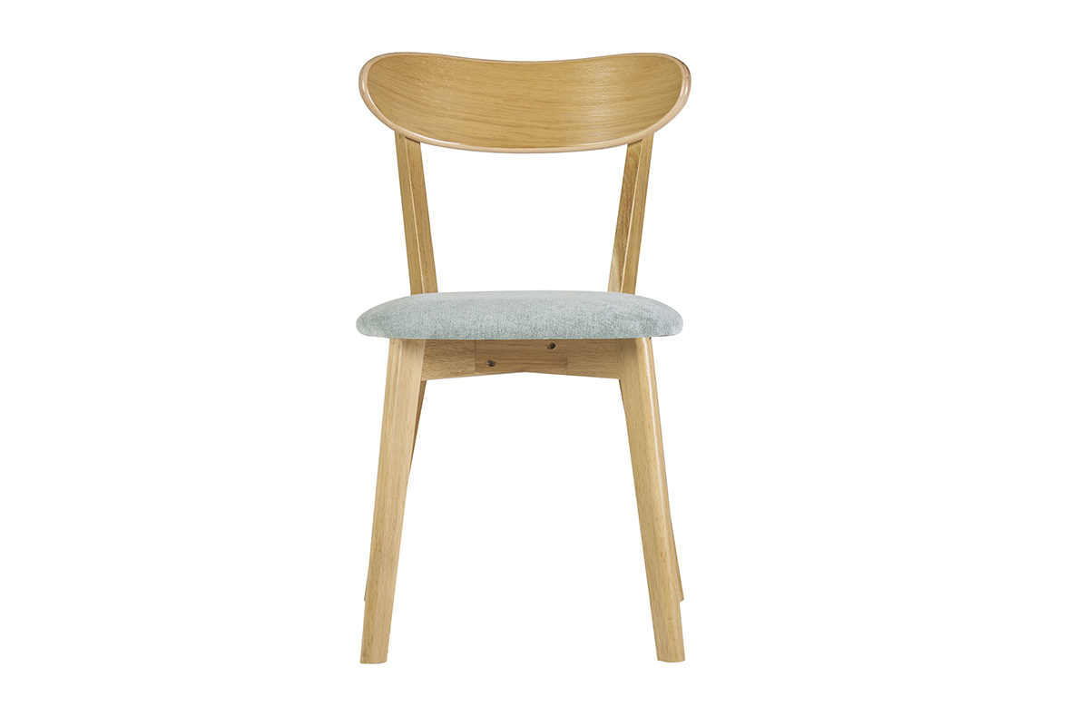 Chaises vintage en bois clair ch�ne et tissu effet velours vert c�ladon (lot de 2) DOVE