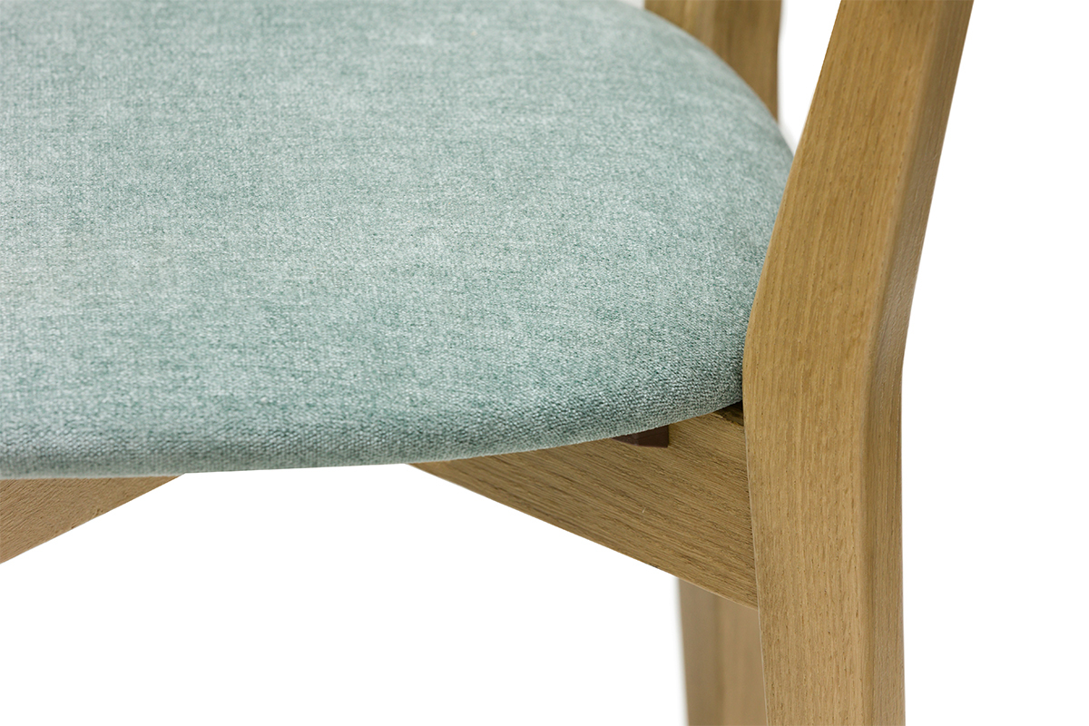 Chaises vintage en bois clair ch�ne et tissu effet velours vert c�ladon (lot de 2) LUCIA