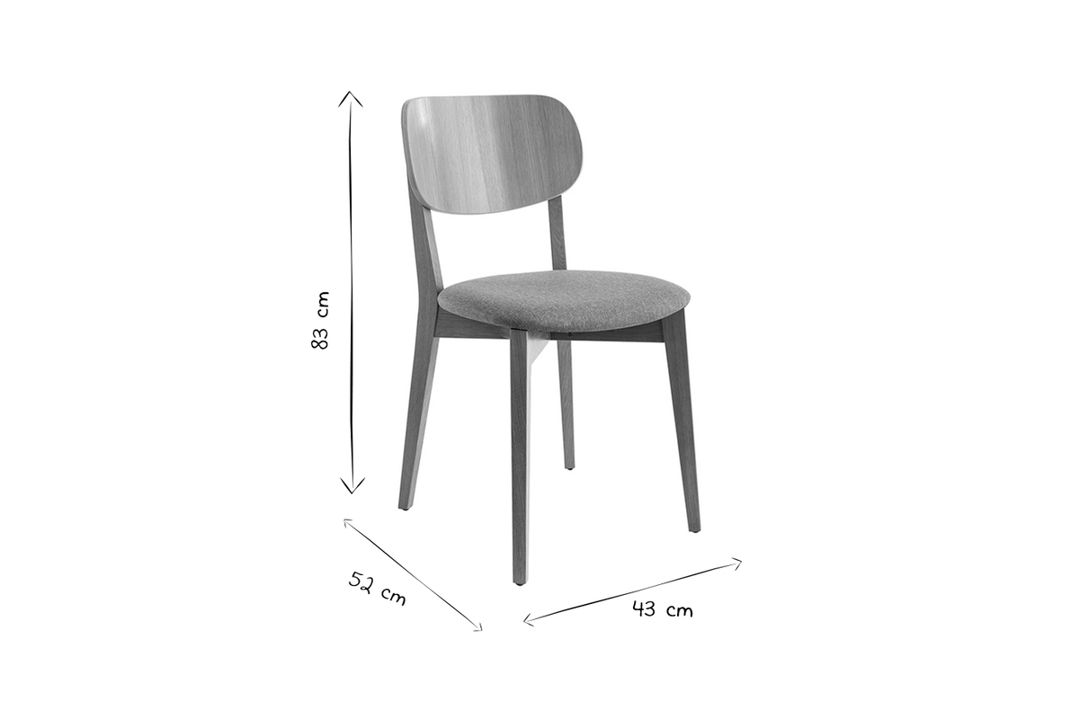 Chaises vintage en bois clair ch�ne et tissu effet velours vert c�ladon (lot de 2) LUCIA