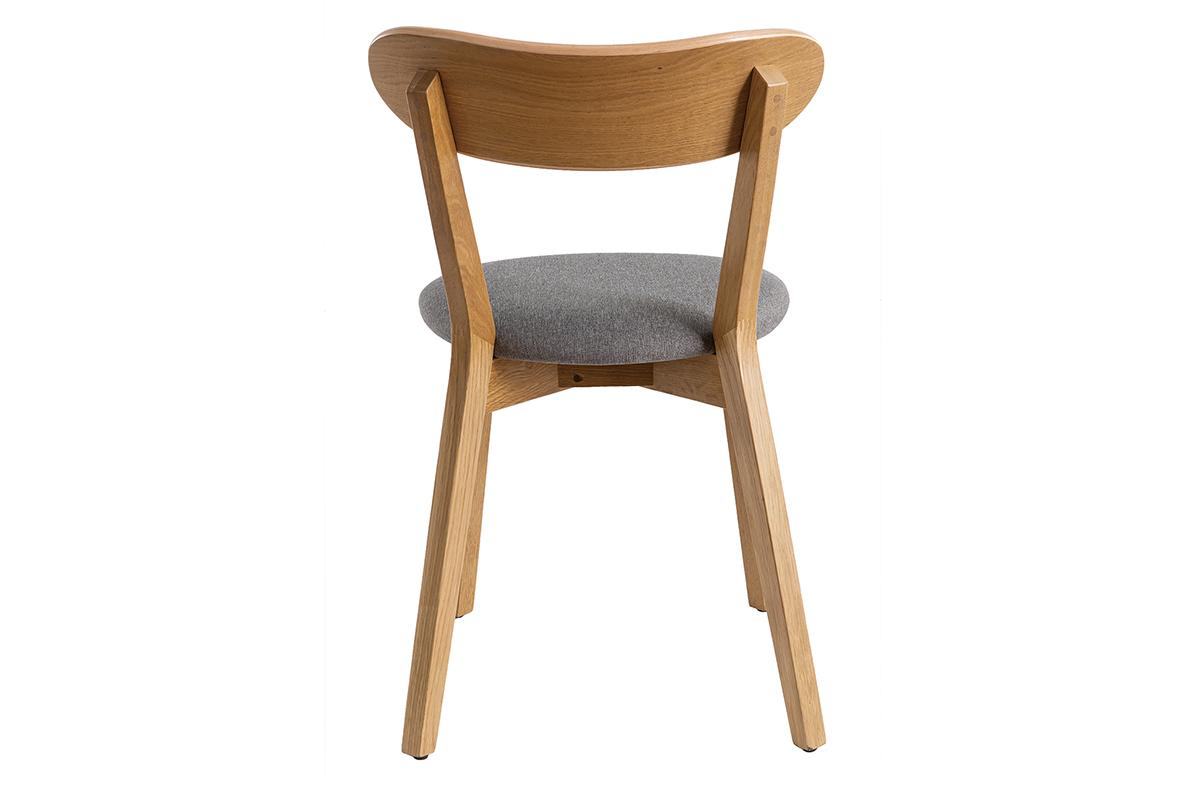Chaises vintage en bois clair ch�ne et tissu gris (lot de 2) DOVE
