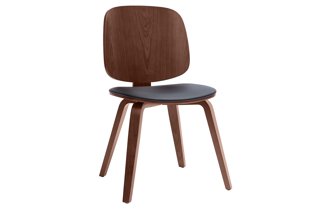 Chaises vintage en bois fonc� et noir (lot de 2) BECK