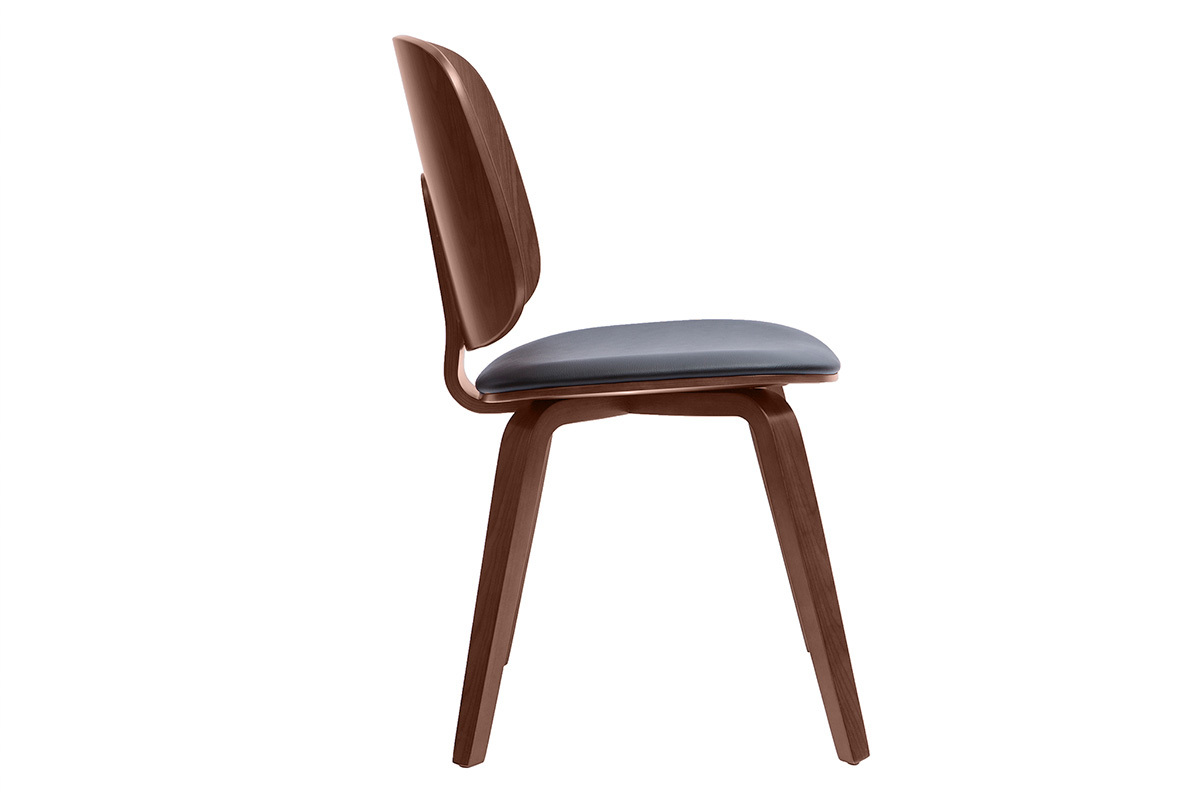 Chaises vintage en bois fonc� et noir (lot de 2) BECK