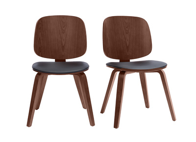 Chaises vintage en bois fonc&eacute; et noir (lot de 2) BECK