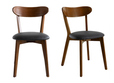 Chaises vintage en bois fonc&eacute; et noir (lot de 2) DOVE