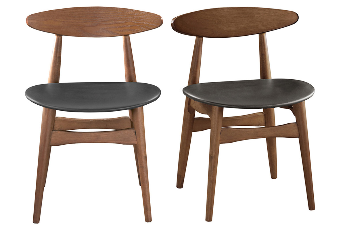 Chaises vintage en bois fonc� et noir (lot de 2) WALFORD