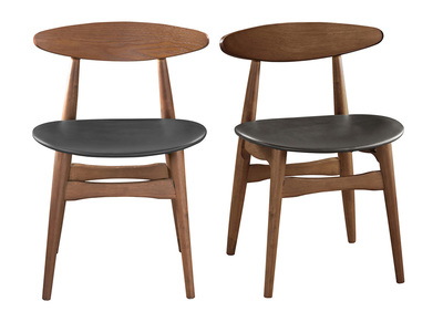 Chaises vintage en bois fonc&eacute; et noir (lot de 2) WALFORD