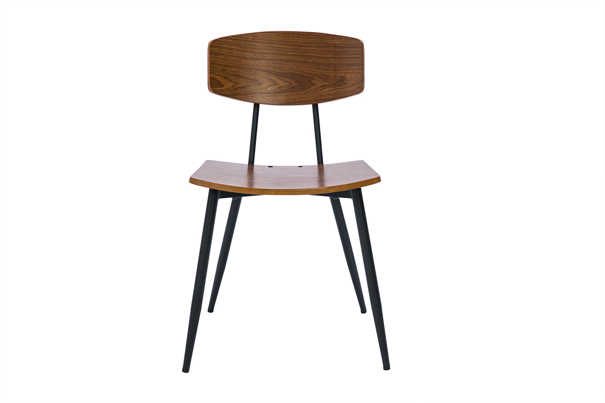 Chaises vintage en bois fonc� noyer et m�tal noir (lot de 2) JOLINE