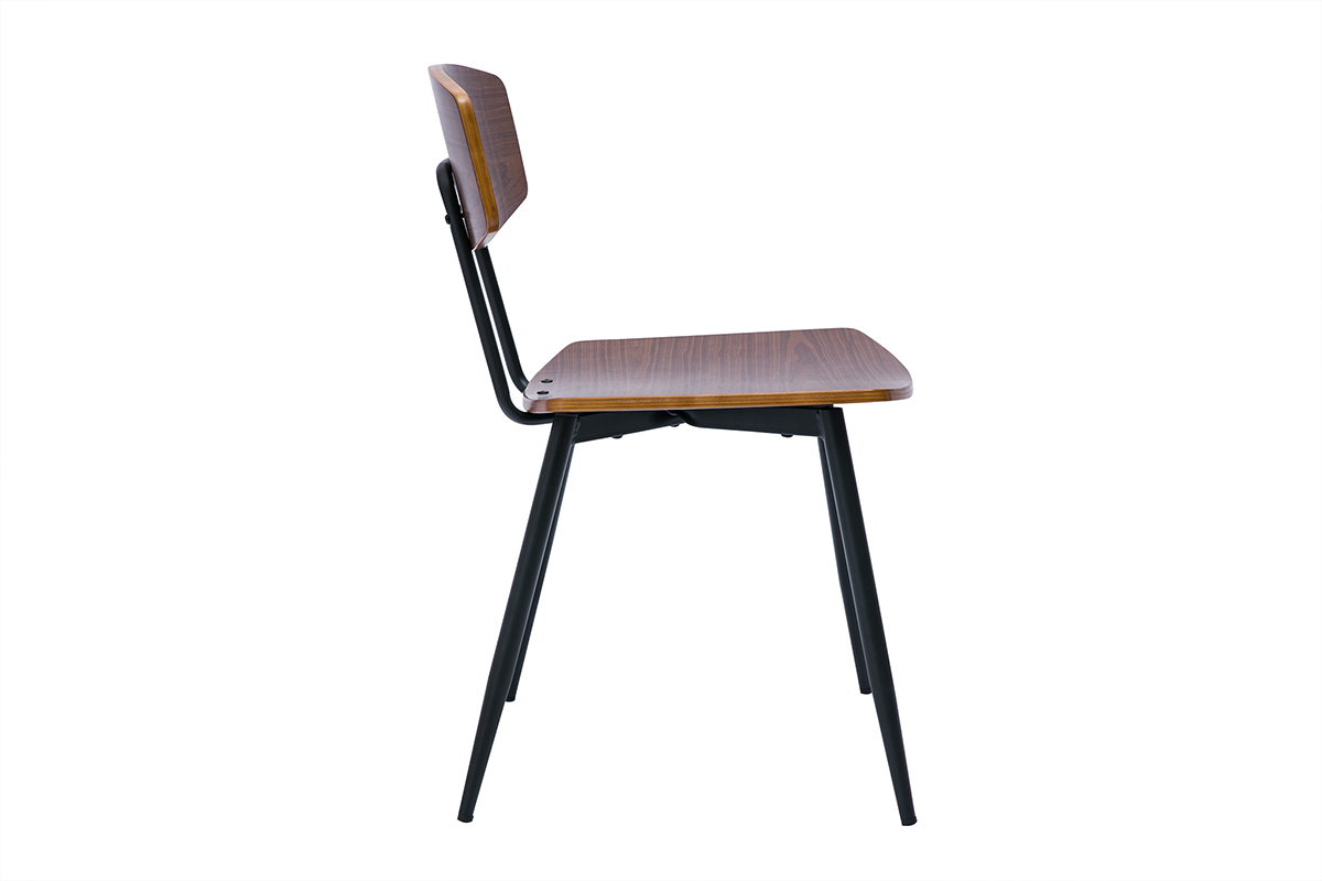 Chaises vintage en bois fonc� noyer et m�tal noir (lot de 2) JOLINE