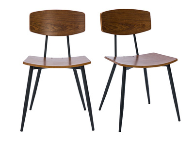 Chaises vintage en bois fonc&eacute; noyer et m&eacute;tal noir (lot de 2) JOLINE