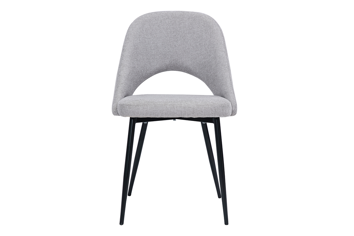 Chaises vintage en tissu effet velours textur� gris et m�tal noir (lot de 2) COSETTE