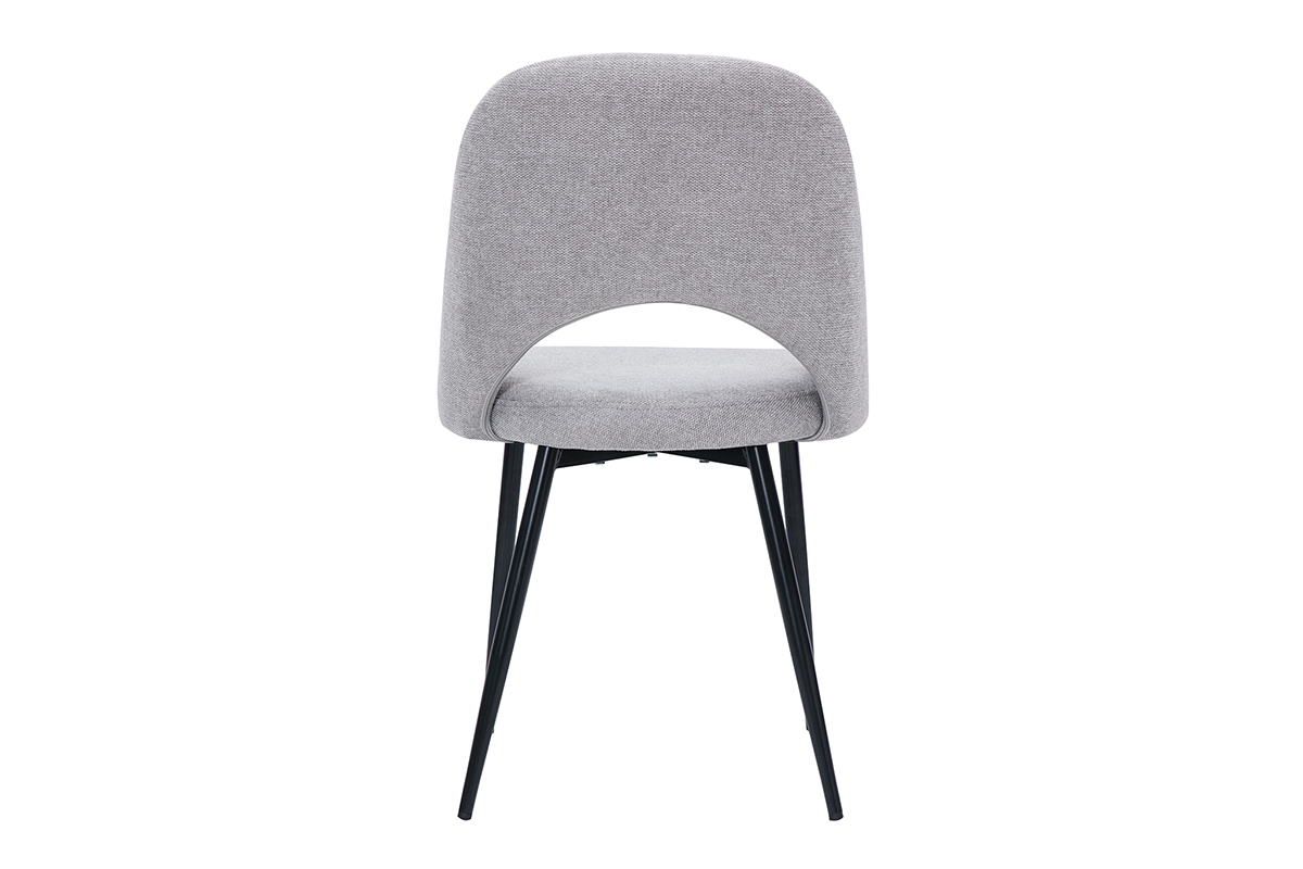 Chaises vintage en tissu effet velours textur� gris et m�tal noir (lot de 2) COSETTE