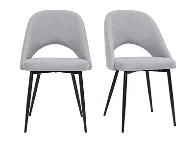 Chaises vintage en tissu effet velours textur&eacute; gris et m&eacute;tal noir (lot de 2) COSETTE