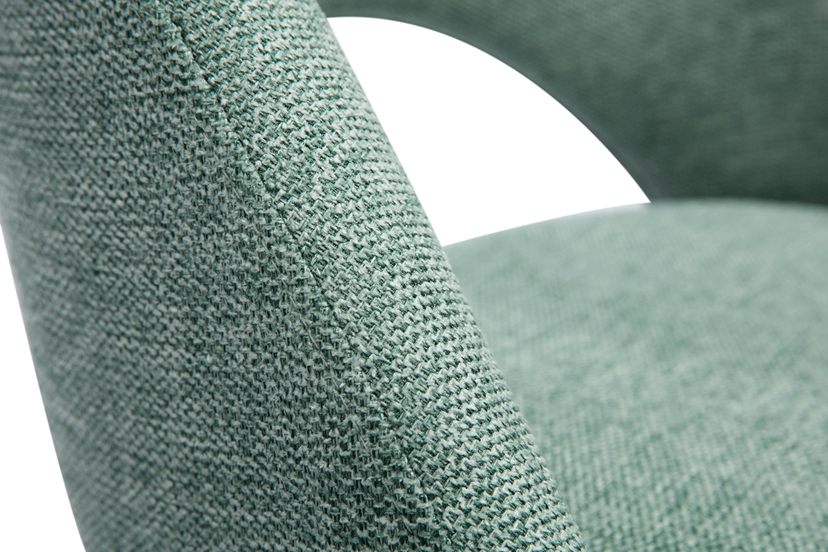 Gros plan sur la texture en tissu vert c�ladon de la chaise COSETTE.