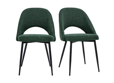 Chaises vintage en tissu effet velours textur&eacute; vert et m&eacute;tal noir (lot de 2) COSETTE