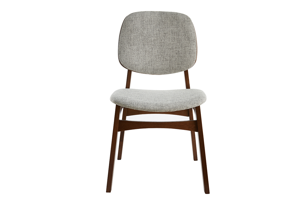 Chaises vintage en tissu gris clair et bois fonc� (lot de 2) SOQUETTE