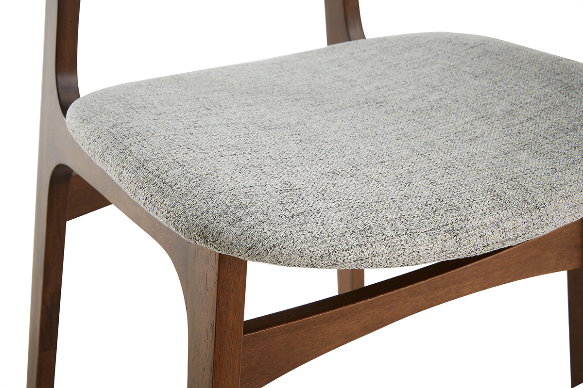 Chaises vintage en tissu gris clair et bois fonc� (lot de 2) SOQUETTE