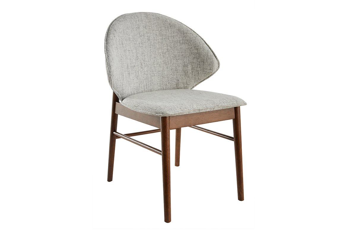 Chaises vintage en tissu gris clair et bois fonc� (lot de 2) SPIKE