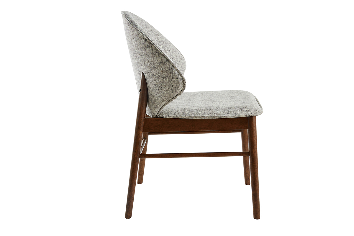 Chaises vintage en tissu gris clair et bois fonc� (lot de 2) SPIKE
