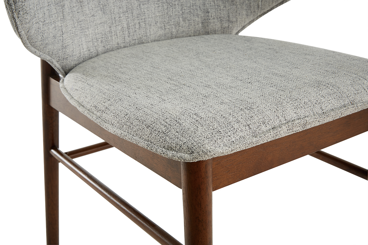 Chaises vintage en tissu gris clair et bois fonc� (lot de 2) SPIKE