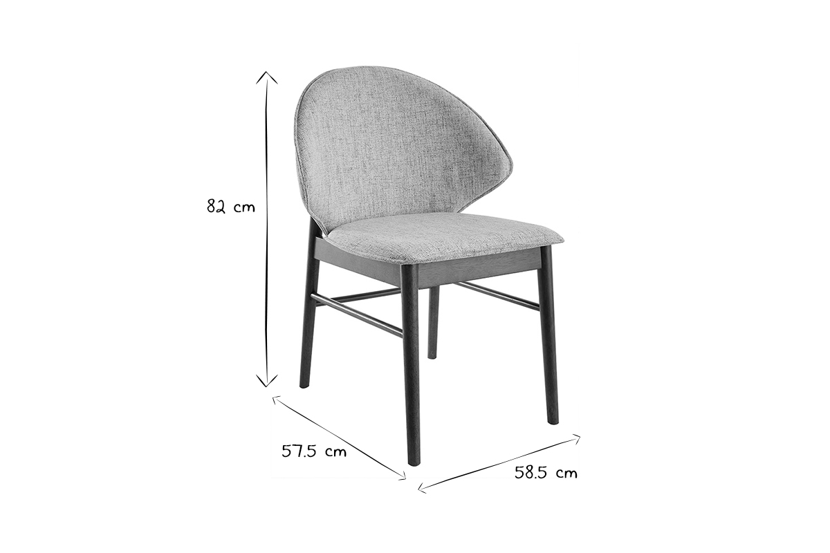 Chaises vintage en tissu gris clair et bois fonc� (lot de 2) SPIKE