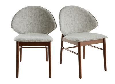 Chaises vintage en tissu gris clair et bois fonc&eacute; (lot de 2) SPIKE