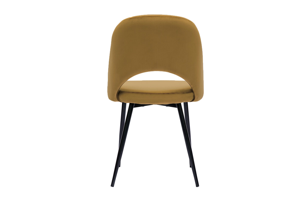 Chaises vintage en tissu velours bronze et m�tal noir (lot de 2) COSETTE