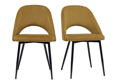 Chaises vintage en tissu velours bronze et m&eacute;tal noir (lot de 2) COSETTE