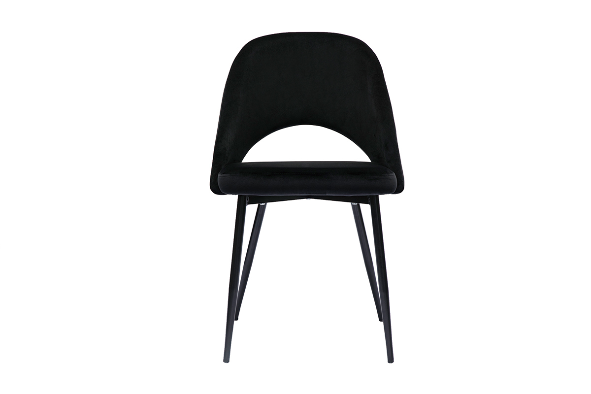 Chaises vintage noires en tissu velours et m�tal (lot de 2) COSETTE