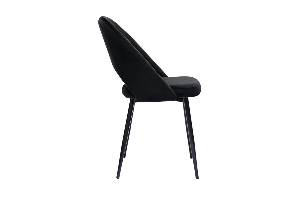 Chaises vintage noires en tissu velours et m�tal (lot de 2) COSETTE