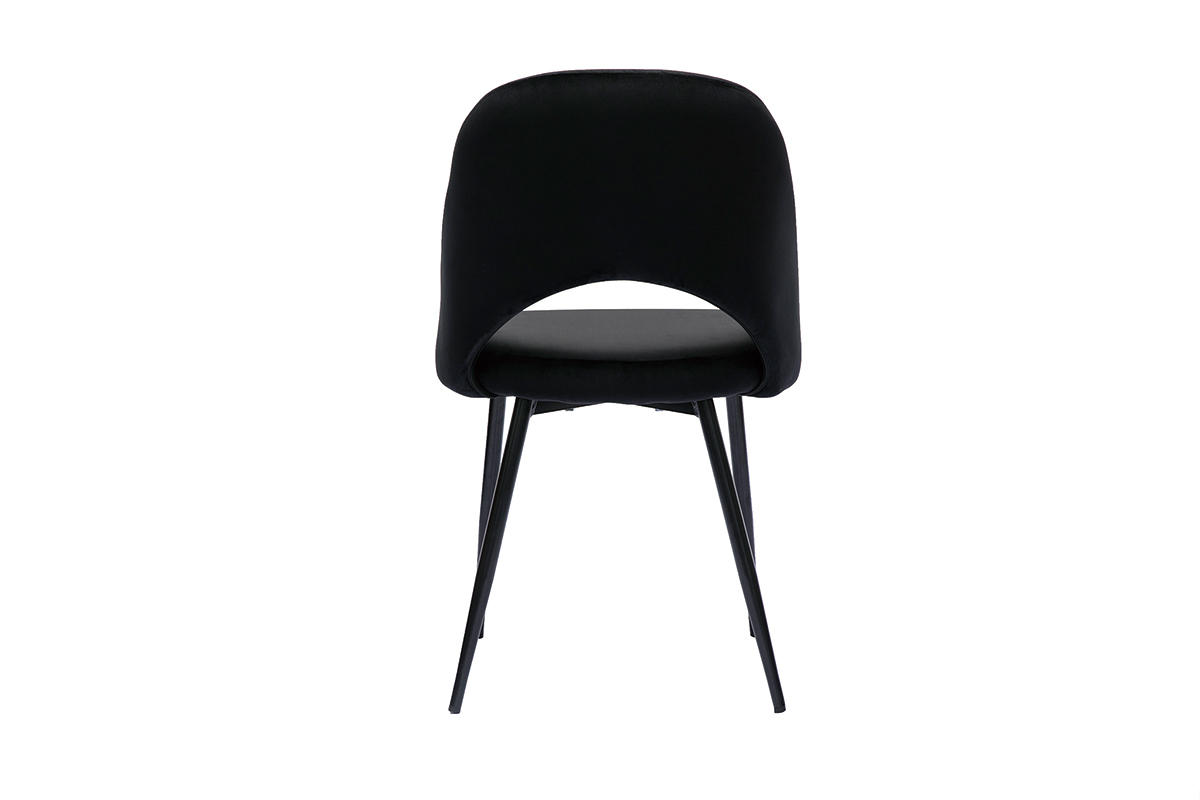 Chaises vintage noires en tissu velours et m�tal (lot de 2) COSETTE