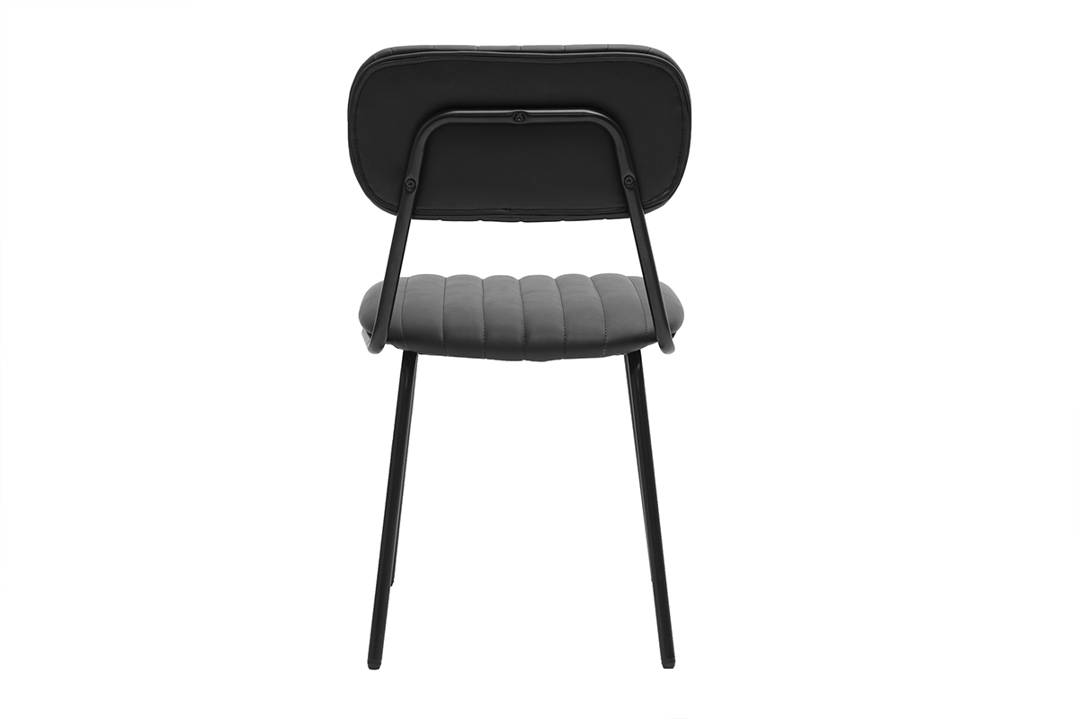 Chaise vintage noire GALWAY vue de dos, avec dossier arrondi et pieds en m�tal noir.