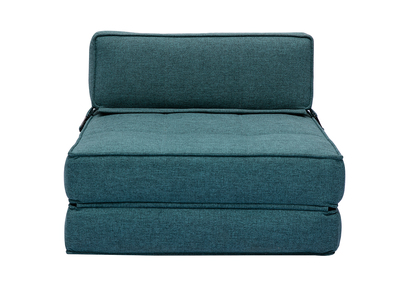 Chauffeuse 1 place convertible en tissu bleu canard KATY