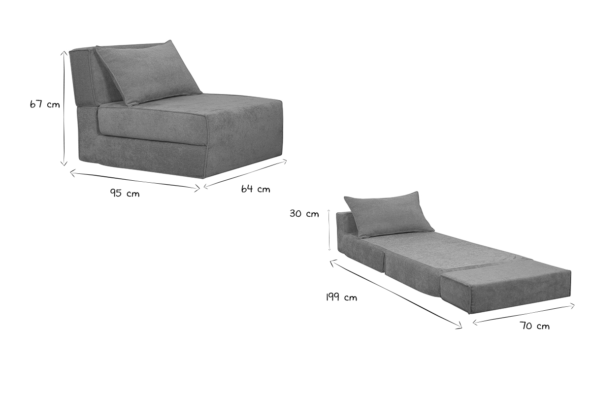 Chauffeuse 1 place convertible en tissu effet velours terre br�l�e VICTOR