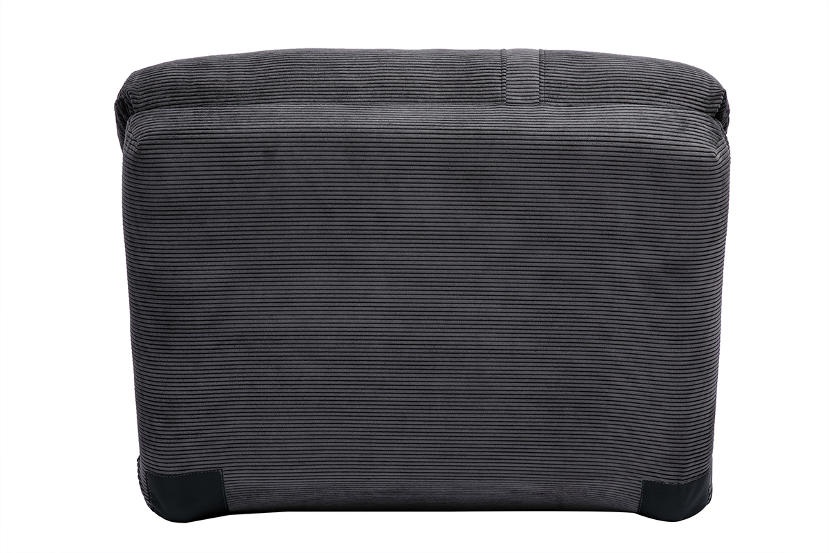 Chauffeuse 1 place convertible en tissu velours c�tel� gris fonc�, vue de dos.