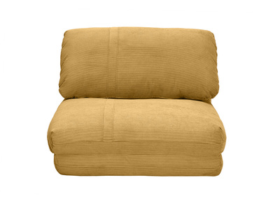 Chauffeuse 1 place convertible en tissu velours c&ocirc;tel&eacute; jaune curry SPENCER