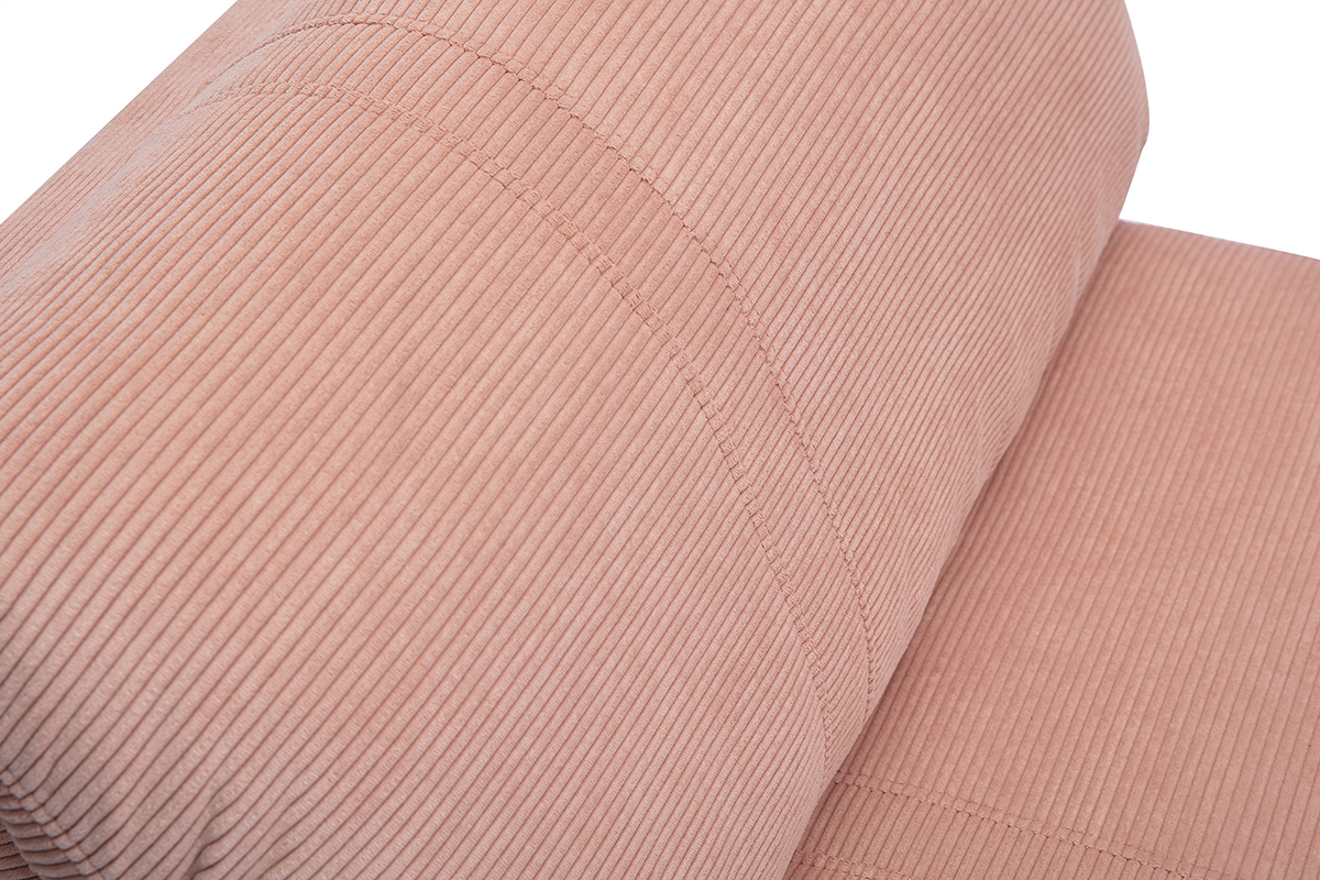 D�tail du tissu velours c�tel� rose de la chauffeuse SPENCER, vue de pr�s.