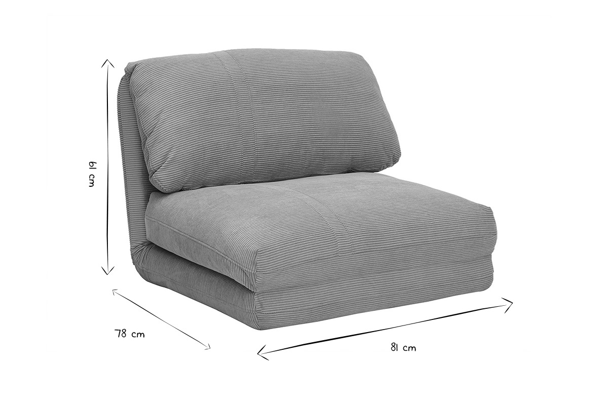 Dimensions de la chauffeuse SPENCER en noir et blanc, L81 x P78 x H61 cm.