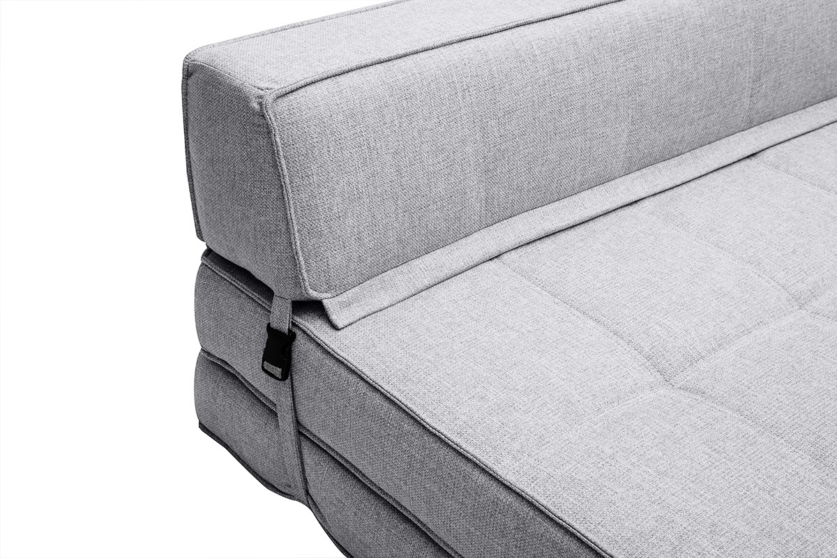 Chauffeuse 2 places gris clair KATY, vue rapproch�e du tissu.