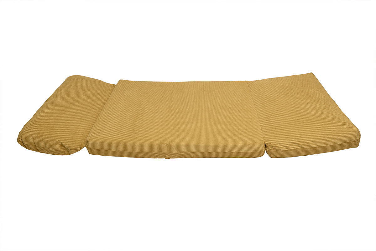 Chauffeuse convertible 2 places en tissu velours c�tel� jaune curry SPENCER