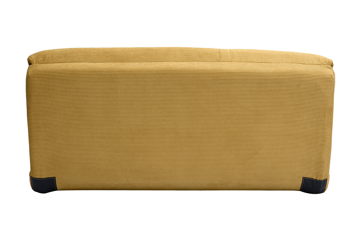 Chauffeuse convertible 2 places en tissu velours c�tel� jaune curry SPENCER