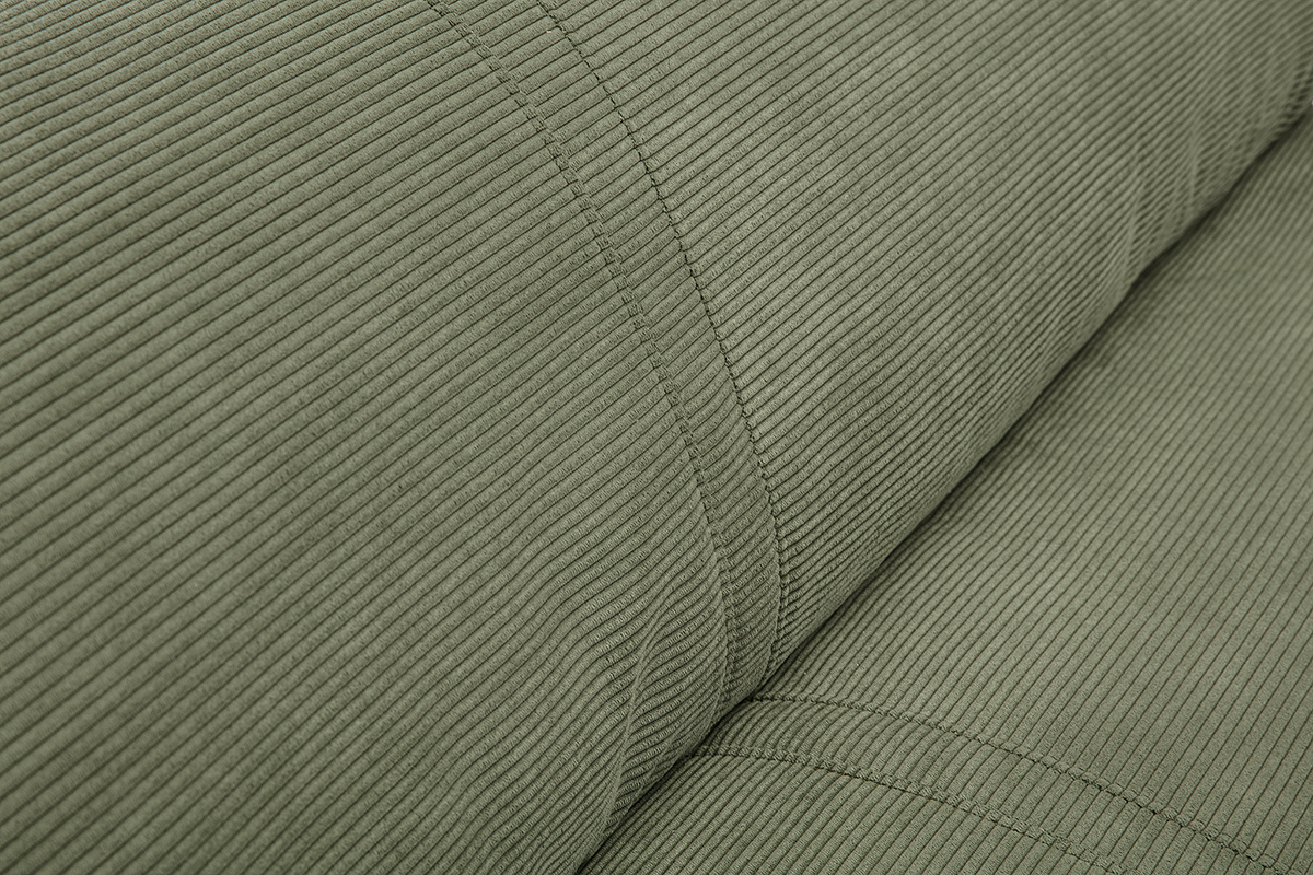 Chauffeuse convertible 2 places en tissu velours c�tel� vert kaki SPENCER