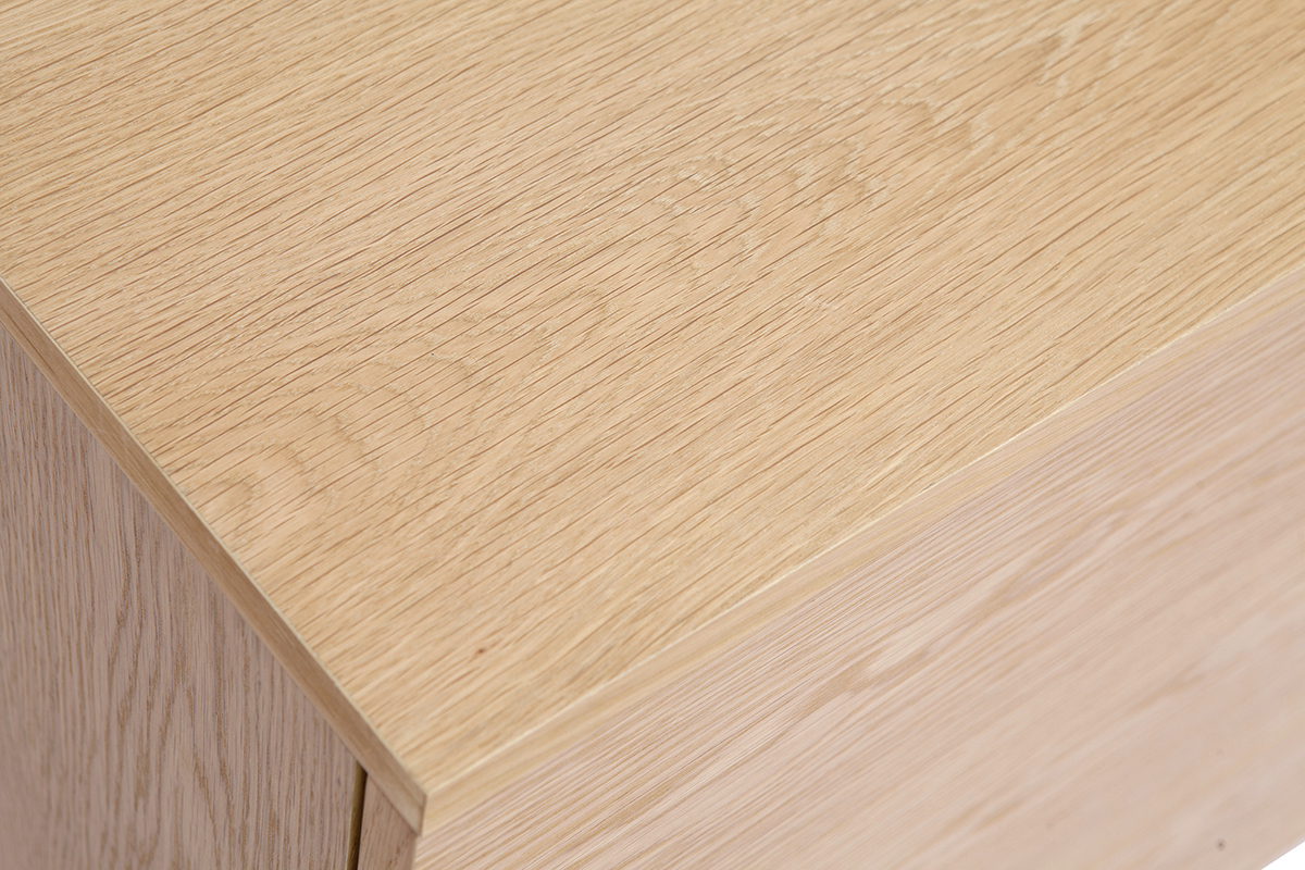 Commode en bois clair ch�ne 6 tiroirs L120 cm FREDDY
