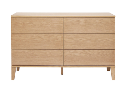 Commode en bois clair ch&ecirc;ne 6 tiroirs L120 cm FREDDY