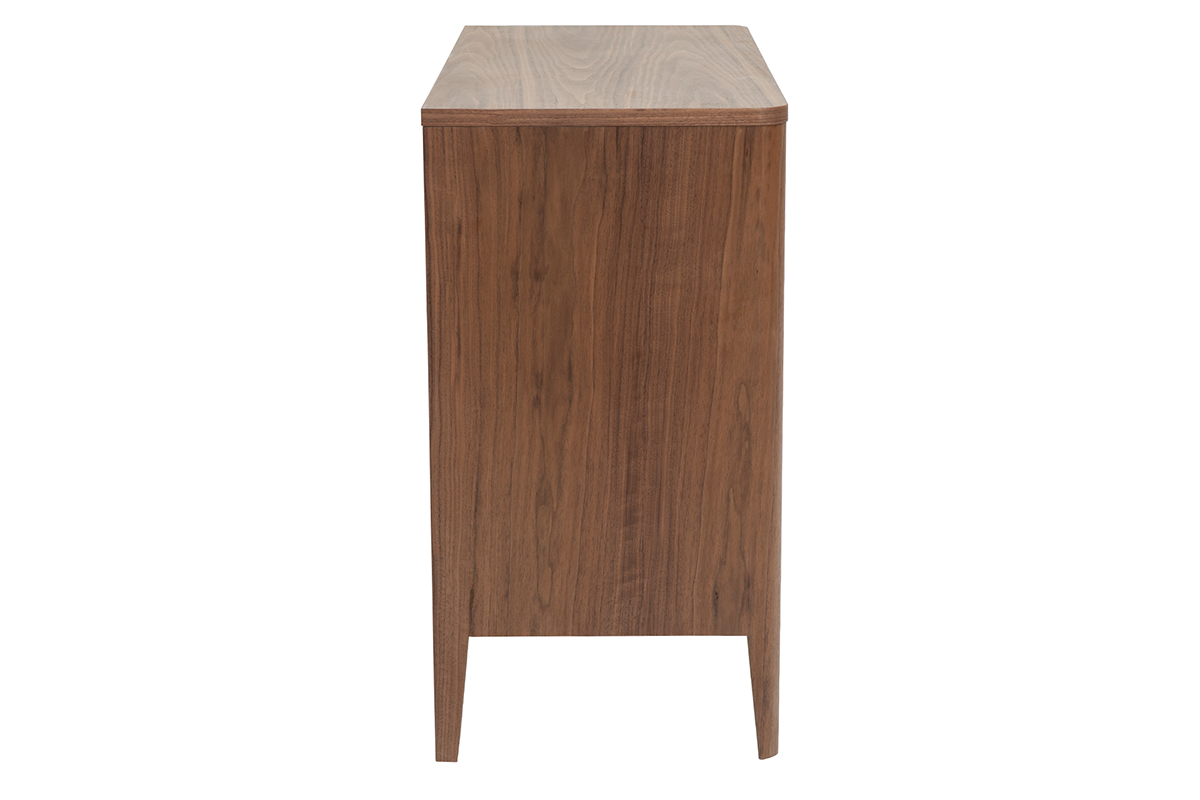 Commode en bois fonc� noyer 3 tiroirs L90 cm BENJA