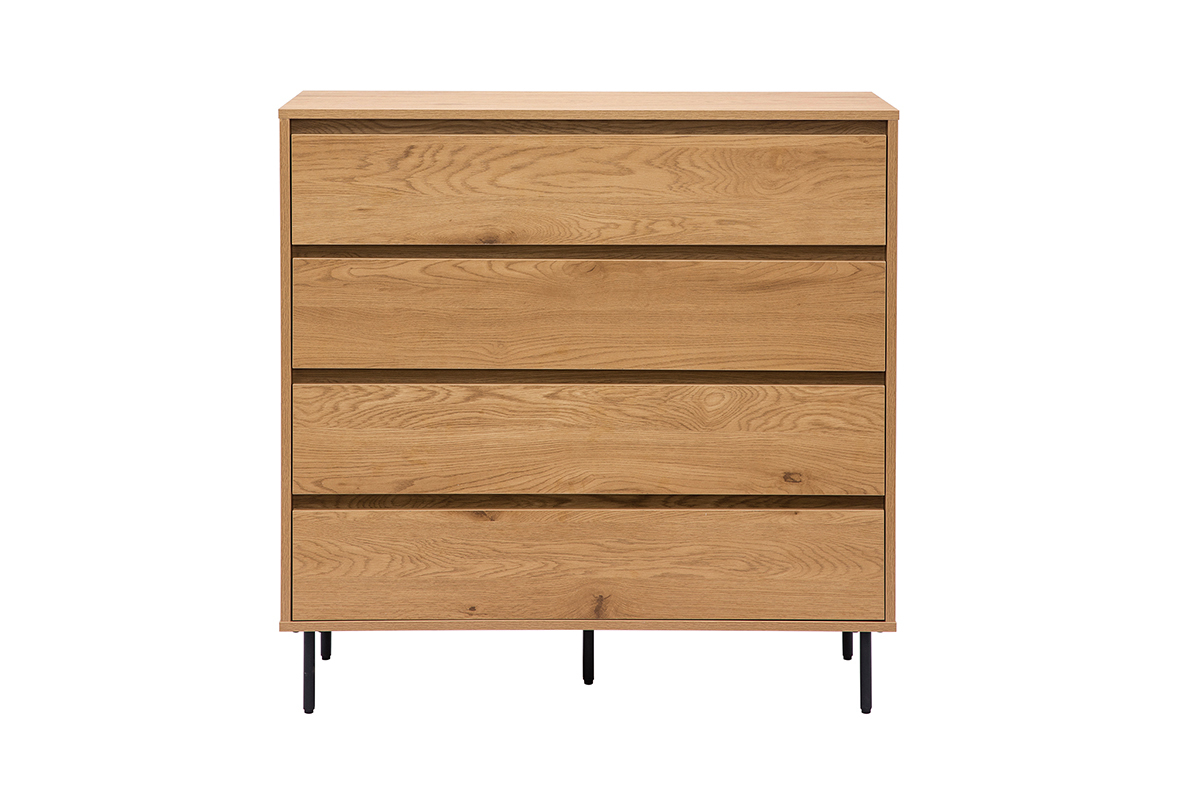 Commode finition bois clair ch�ne 4 tiroirs L100 cm ARAGON