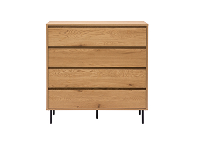 Commode finition bois clair ch&ecirc;ne 4 tiroirs L100 cm ARAGON