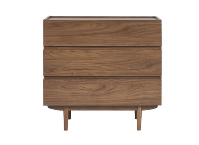 Commode finition bois fonc&eacute; noyer 3 tiroirs L80 cm SANAA