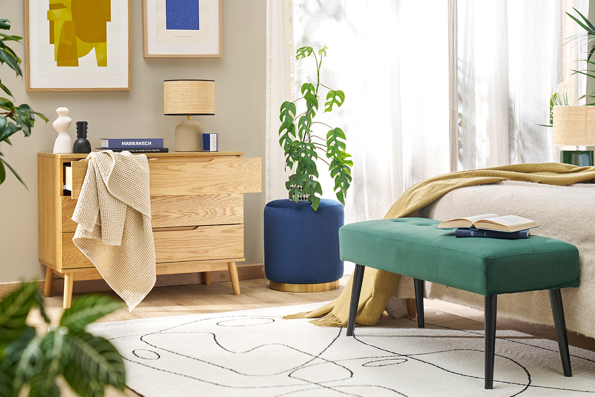Commode scandinave bois clair ch�ne 3 tiroirs L90 cm FELIX