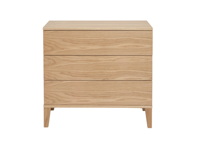 Commode scandinave en bois clair ch&ecirc;ne 3 tiroirs L80 cm FREDDY